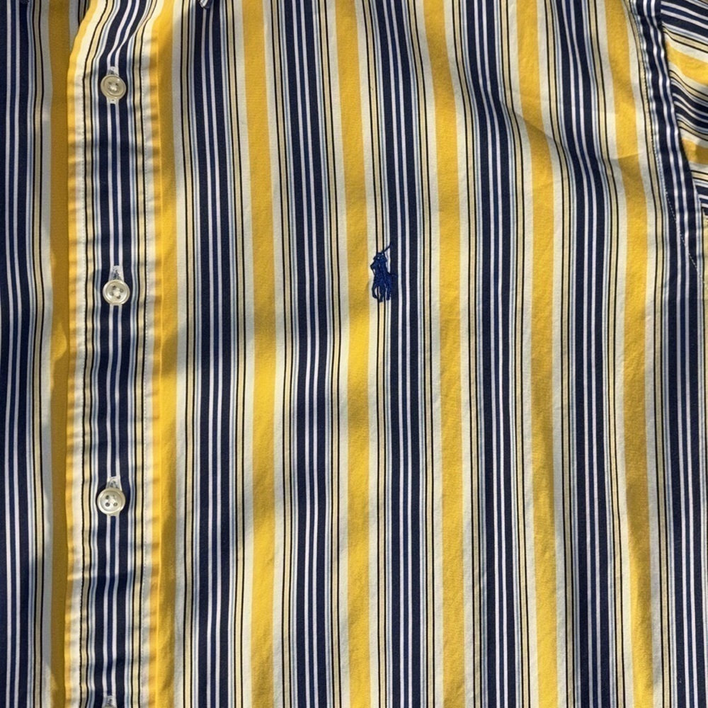 Ralph Lauren Yellow Blue Striped Button Up Shirt XXL - Picture 3 of 5